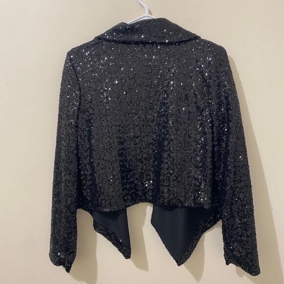 Yumi Kim Black Sequined Blazer Size Medium Party Sparkly - Picture 4 of 8